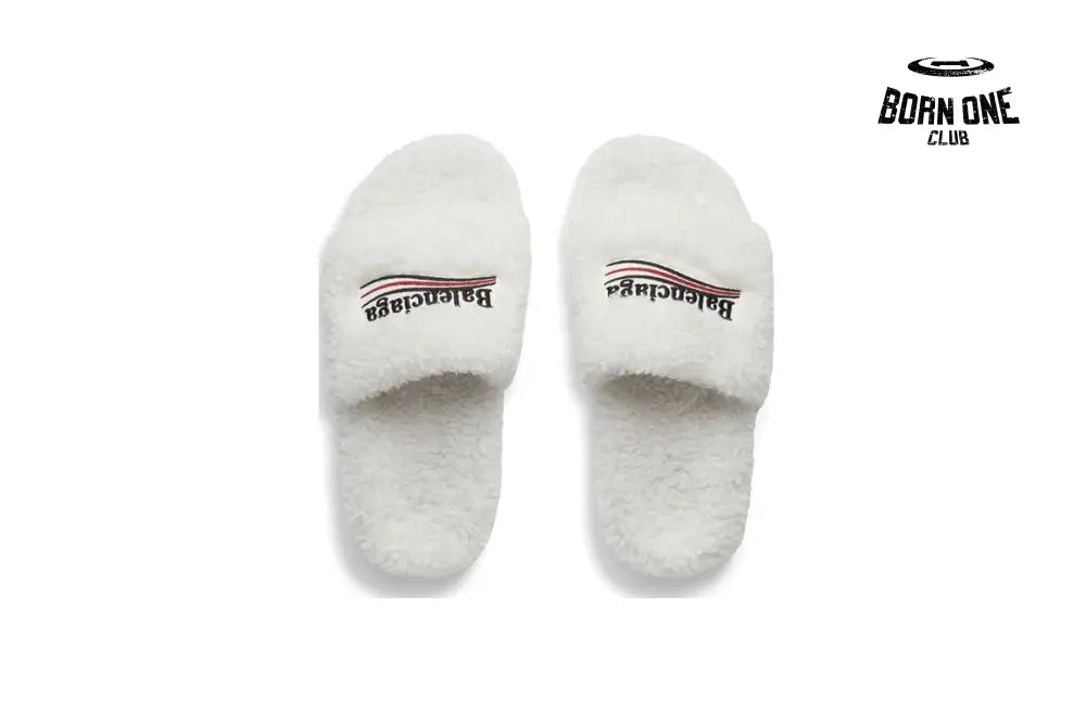 Balenciaga Furry Slide White