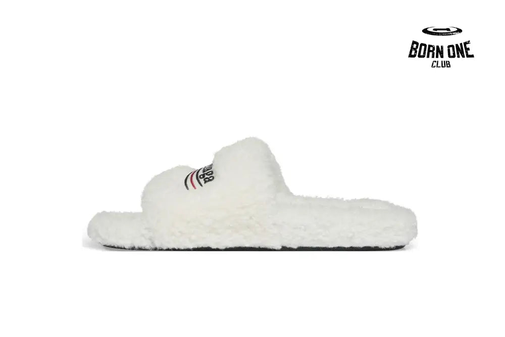 Balenciaga Furry Slide White