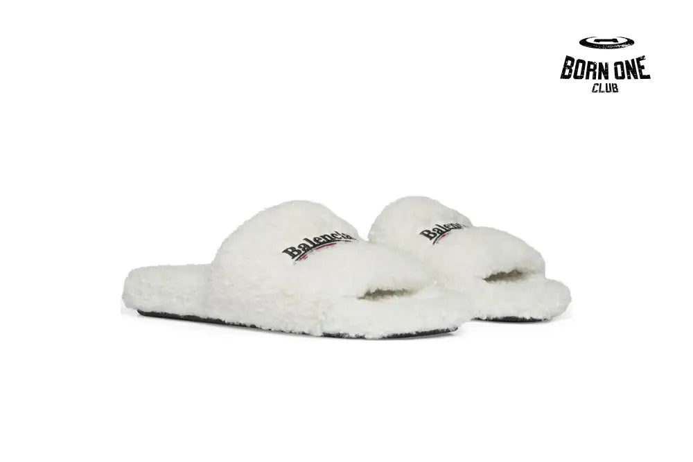 Balenciaga Furry Slide White