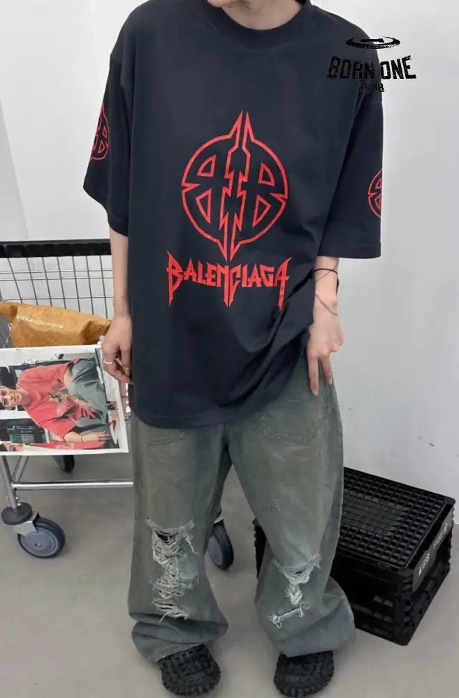 Balenciaga Gothic Logo T-Shirt (Black) Camiseta T-shirt