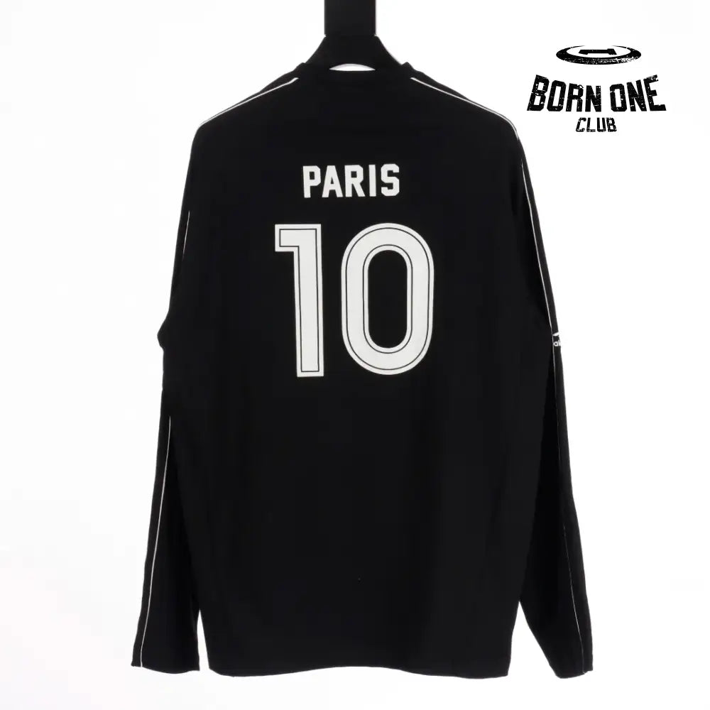 Balenciaga Paris Soccer Long Sleeve Oversized T-Shirt in Black Camiseta