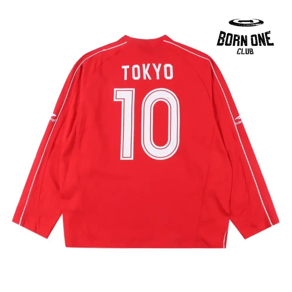 Balenciaga Tokyo Soccer Long Sleeve Oversized T-Shirt Red Camiseta