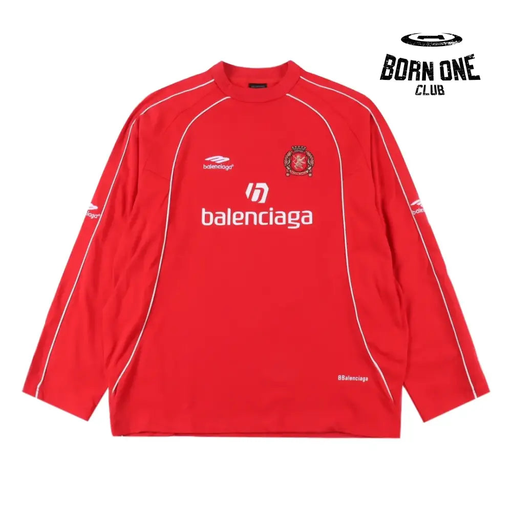 Balenciaga Tokyo Soccer Long Sleeve Oversized T-Shirt Red Camiseta