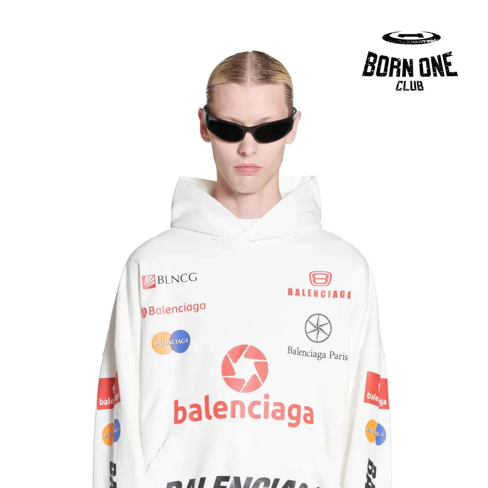 BALENCIAGA TOP LEAGUE HOODIE IN WHITE Moletom Balenciaga Track Black