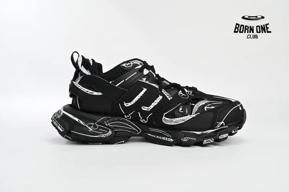 Balenciaga Track Black Black-And-White Painting