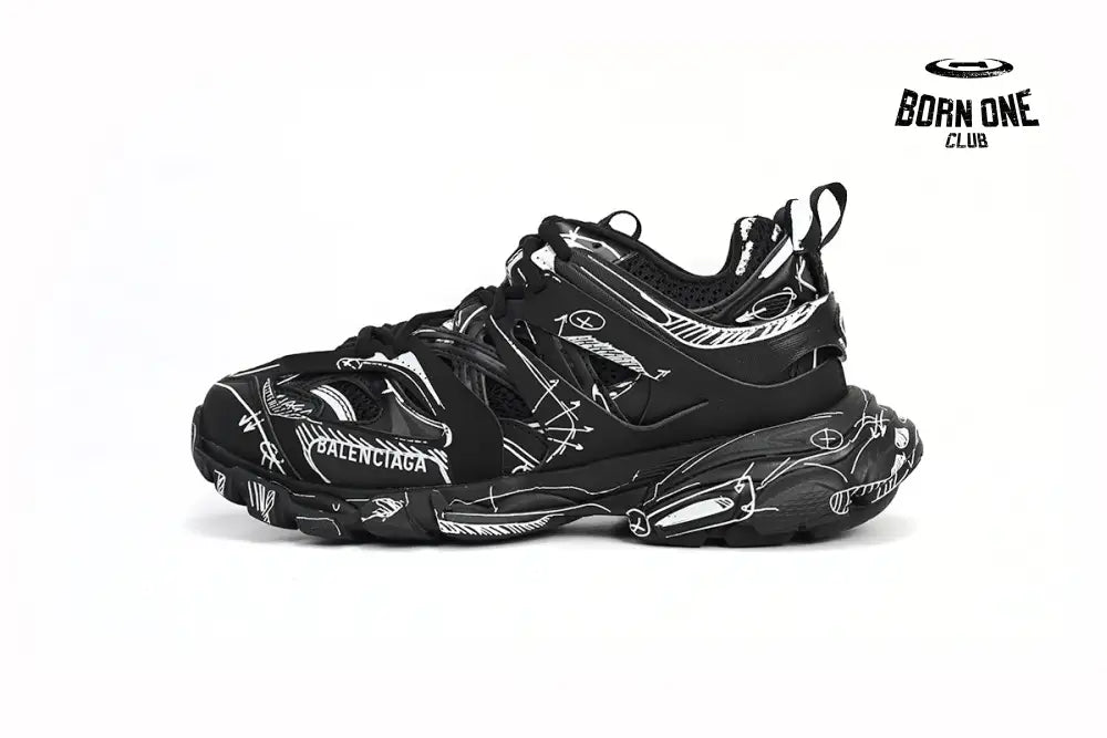 Balenciaga Track Black Black-And-White Painting