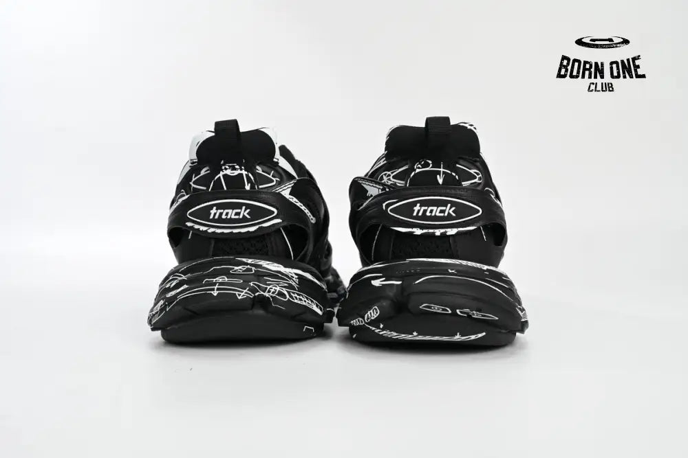 Balenciaga Track Black Black-And-White Painting