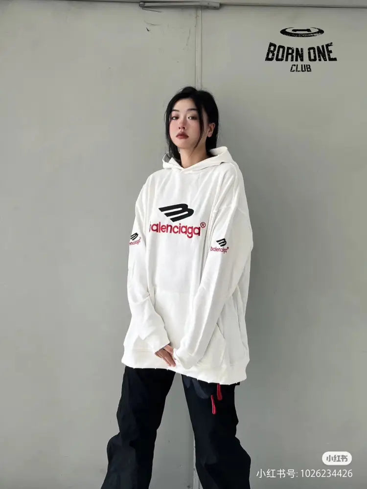 Balenciaga White Hoodie Moletom Sweatshirts