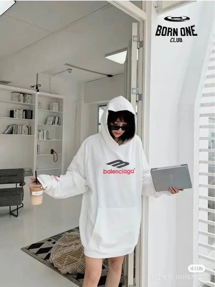 Balenciaga White Hoodie Moletom Sweatshirts