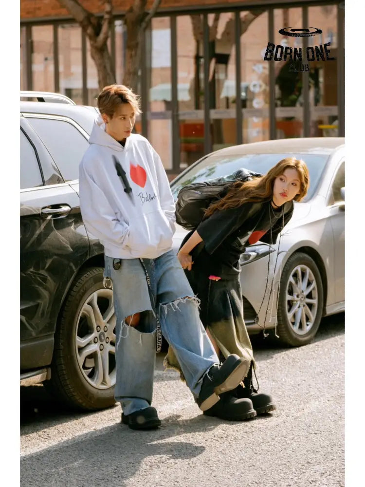 Balenciaga White Hoodie with ’I Love’ Graphic Moletom Sweatshirts