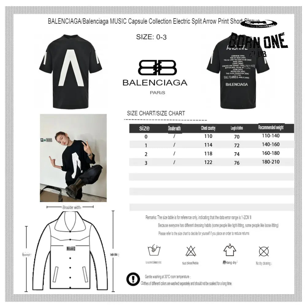 Balenciaga White Logo Graphic T-Shirt (Black) Camiseta T-shirt