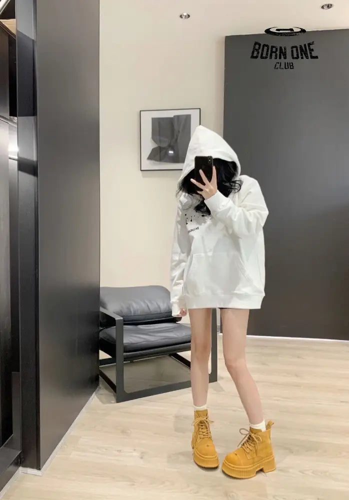 Balenciaga White Logo Hoodie Moletom Sweatshirts