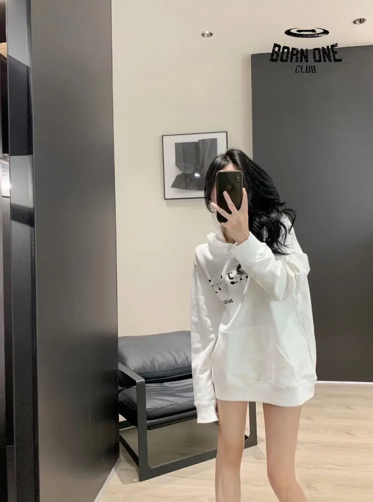 Balenciaga White Logo Hoodie Moletom Sweatshirts
