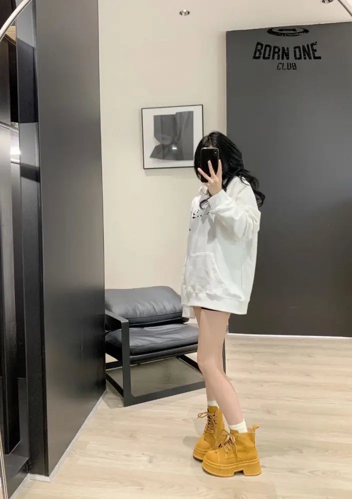 Balenciaga White Logo Hoodie Moletom Sweatshirts