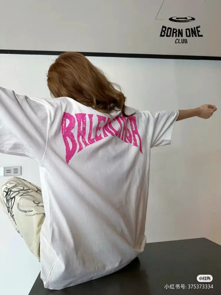Balenciaga White T-Shirt with Paris Graphic Camiseta T-shirt