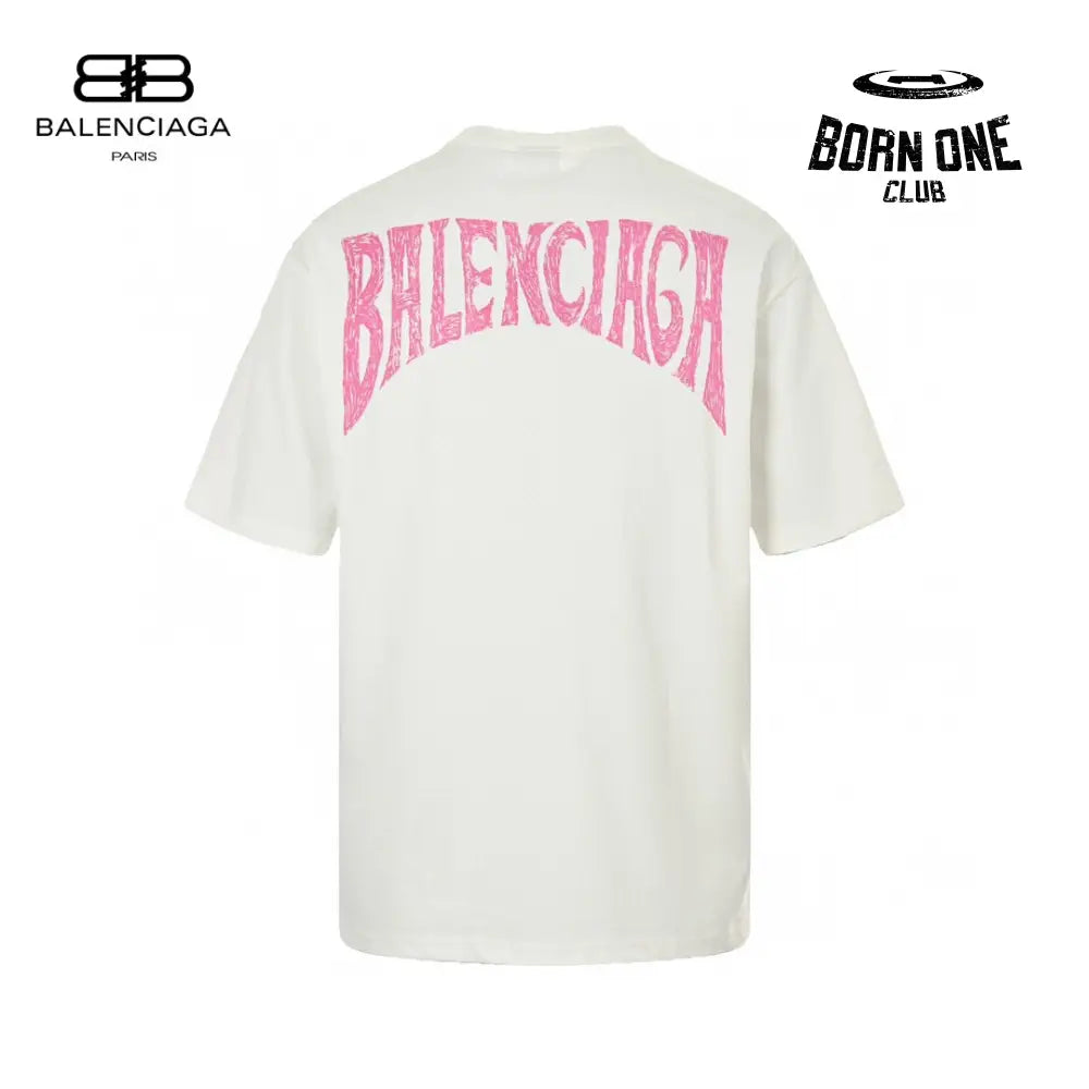 Balenciaga White T-Shirt with Paris Graphic Camiseta T-shirt