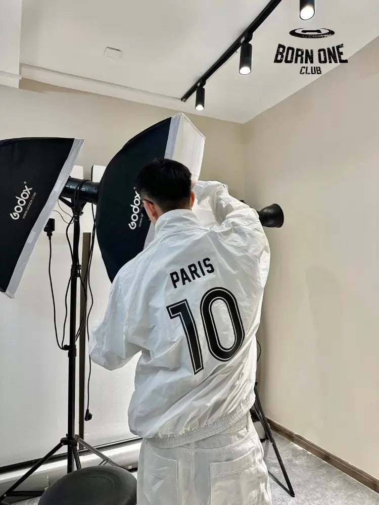 Balenciaga White Zip-Up Track Jaqueta Sweatshirts
