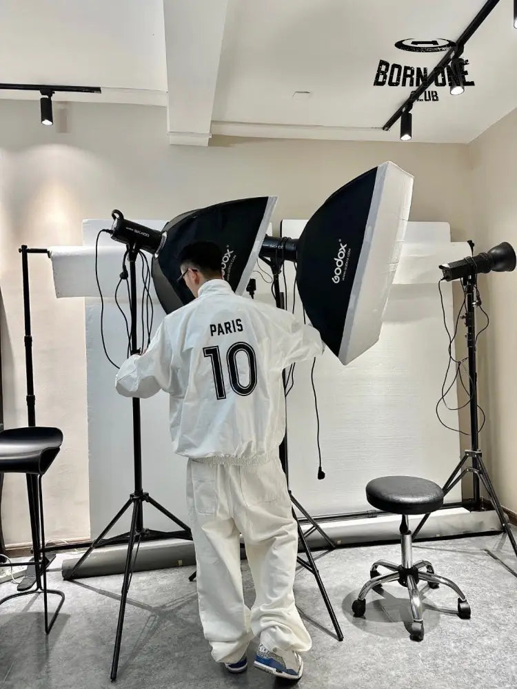 Balenciaga White Zip-Up Track Jaqueta Sweatshirts
