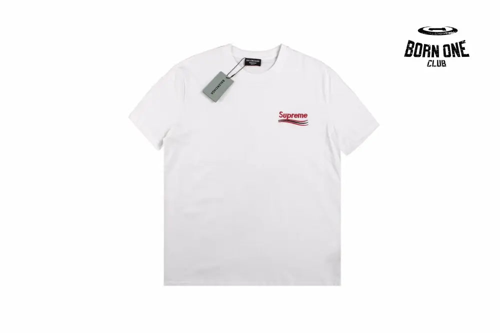 Balenciaga x Supreme T-shirt with Front Logo (White) Camiseta T-shirt