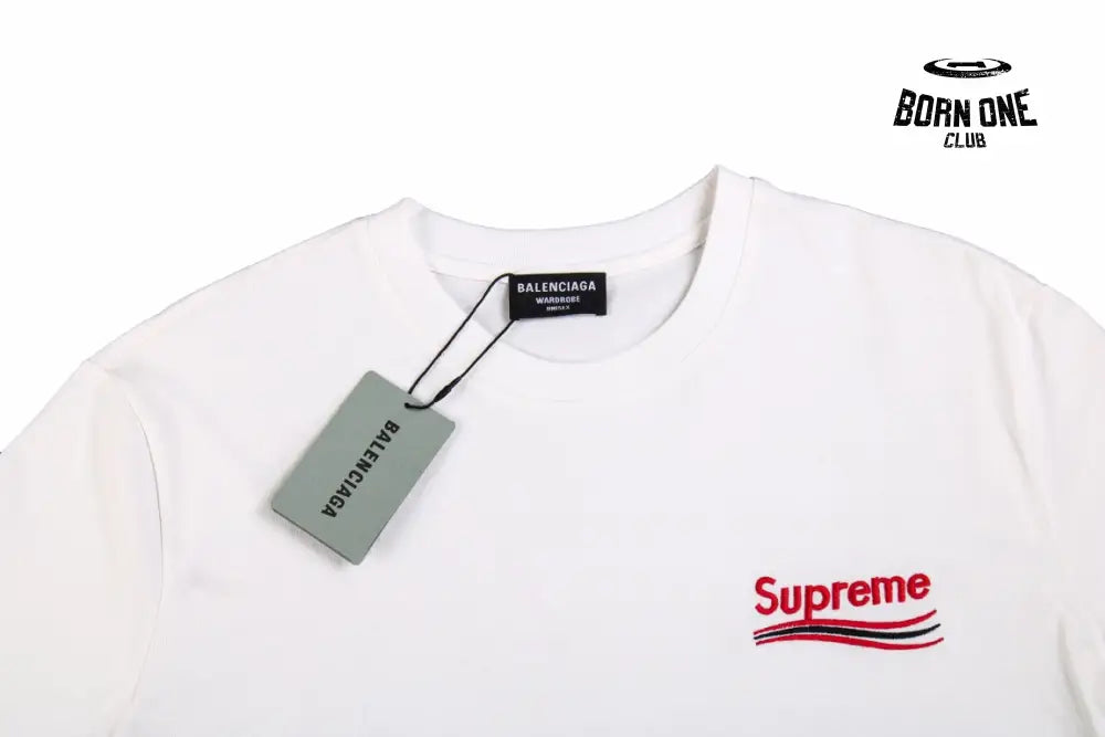 Balenciaga x Supreme T-shirt with Front Logo (White) Camiseta T-shirt