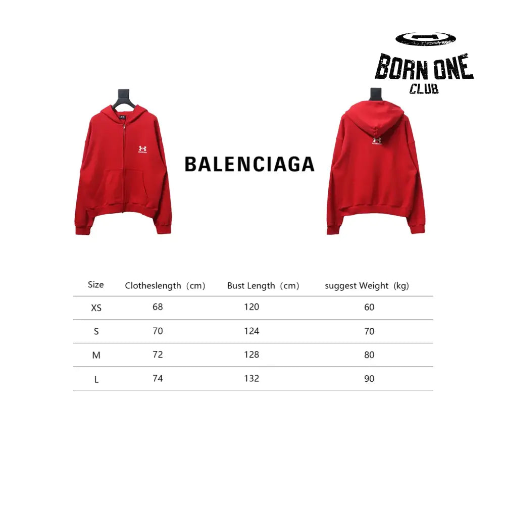 Balenciaga x Under Armour Zip Up Hoodie ’Red/White’ Moletom
