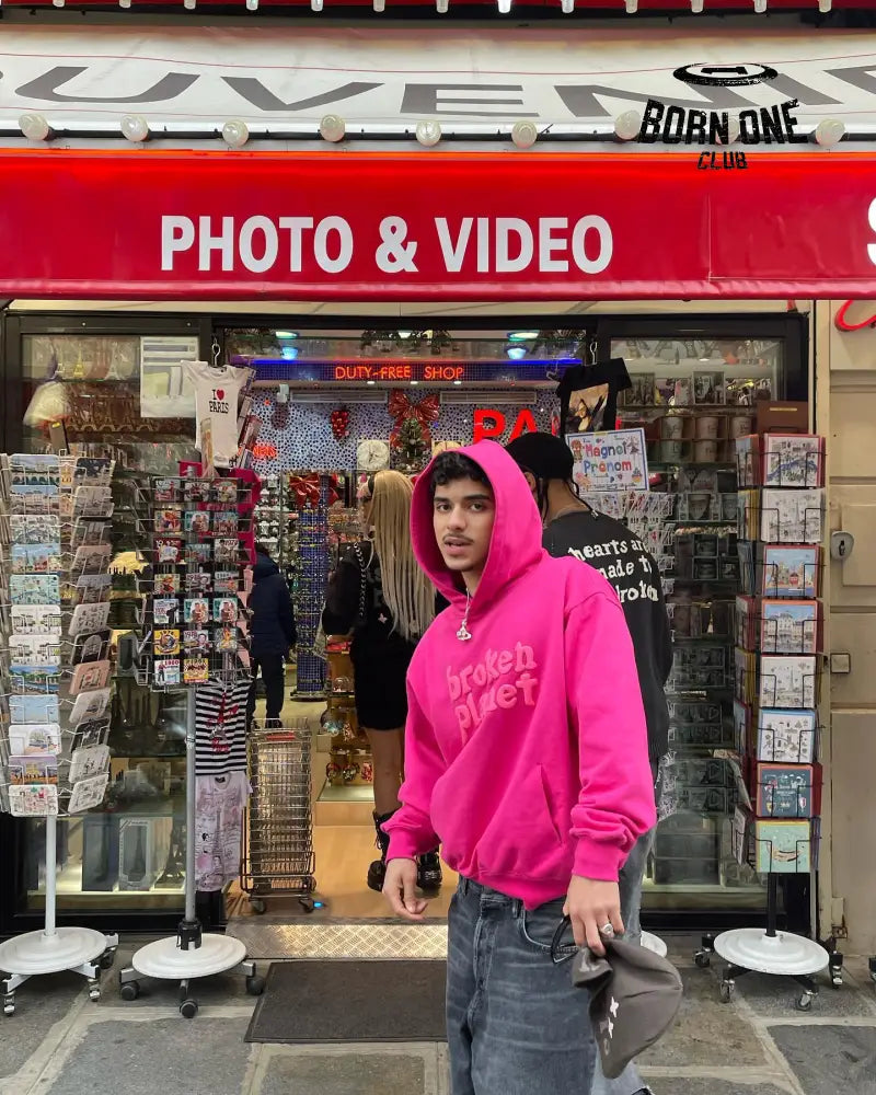 Broken Planet Pink Hoodie