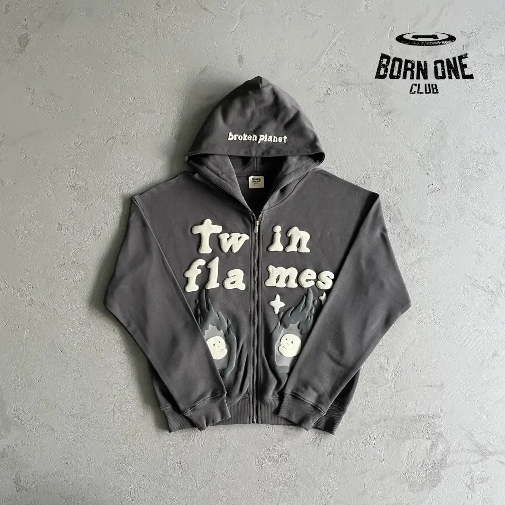 Broken Planet Twin Flames Zip Up Hoodie