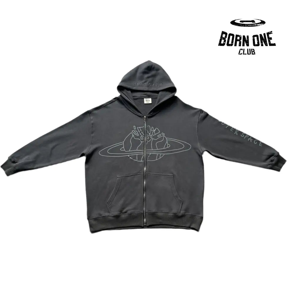 Broken Planet Planet Zip Up Hoodie Grey