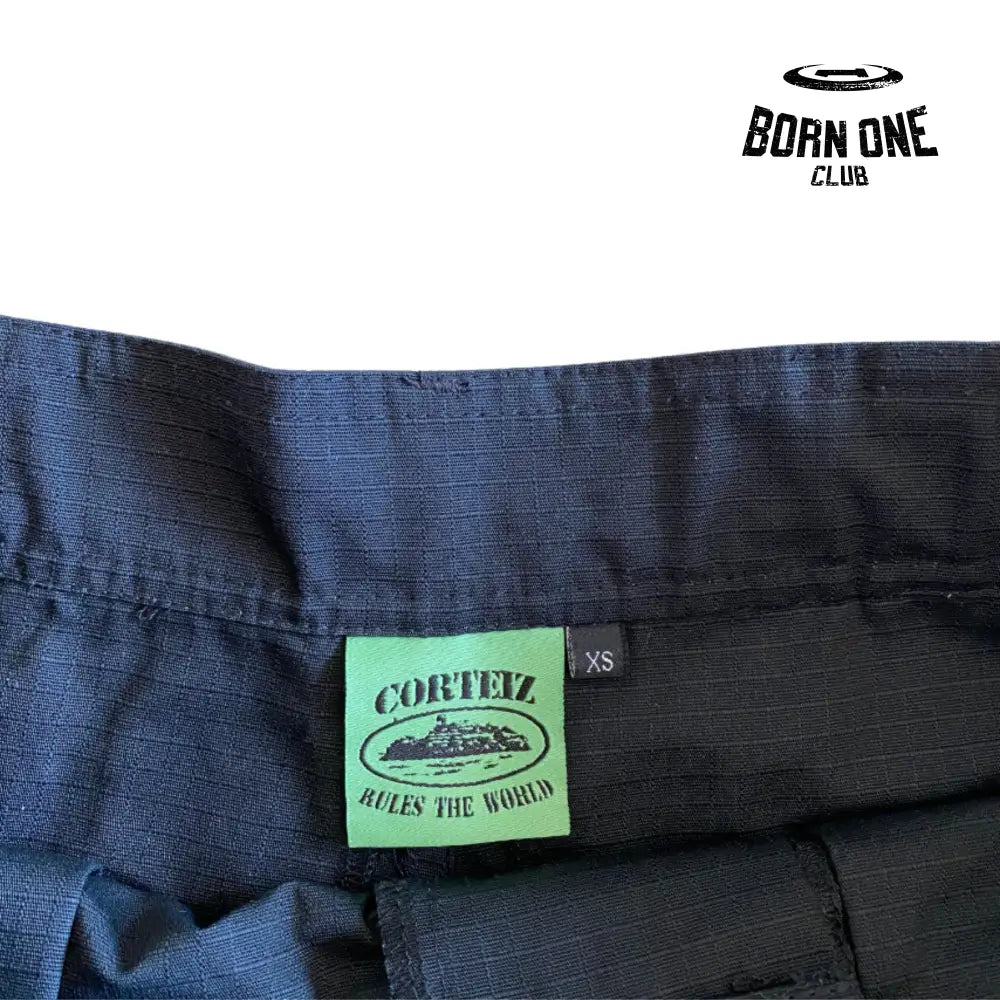 Calça Corteiz Black Green Logo Cargo