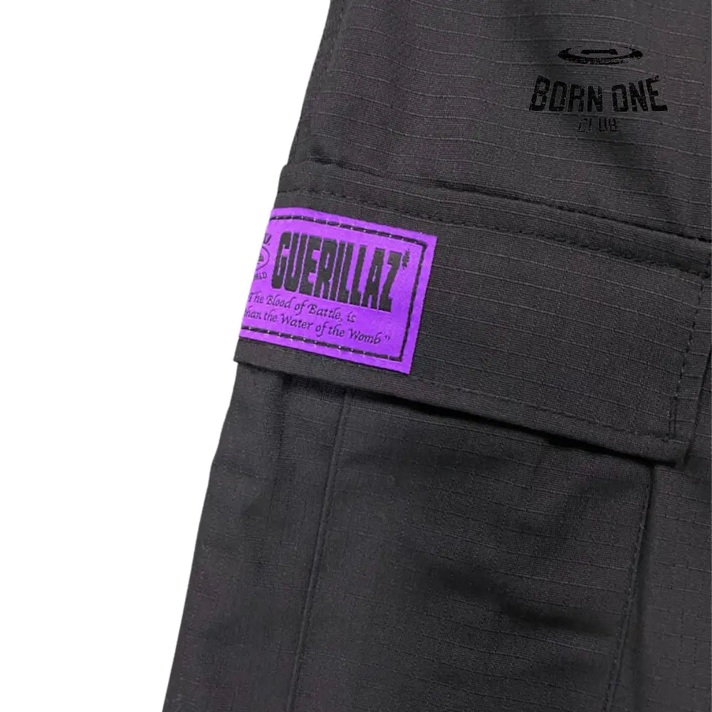 Calça Corteiz Black Purple Logo Cargo
