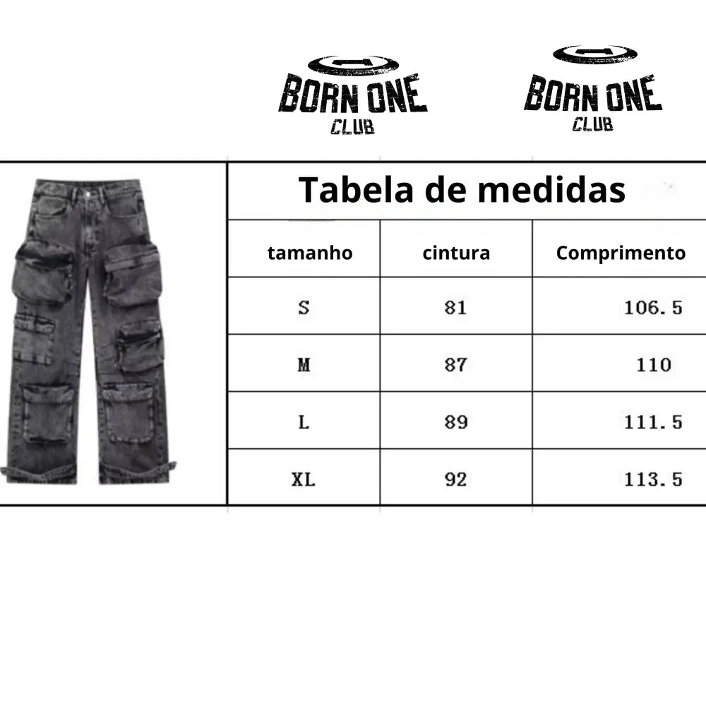 Calça Jeans UTILITY Cargo Com Bolsos