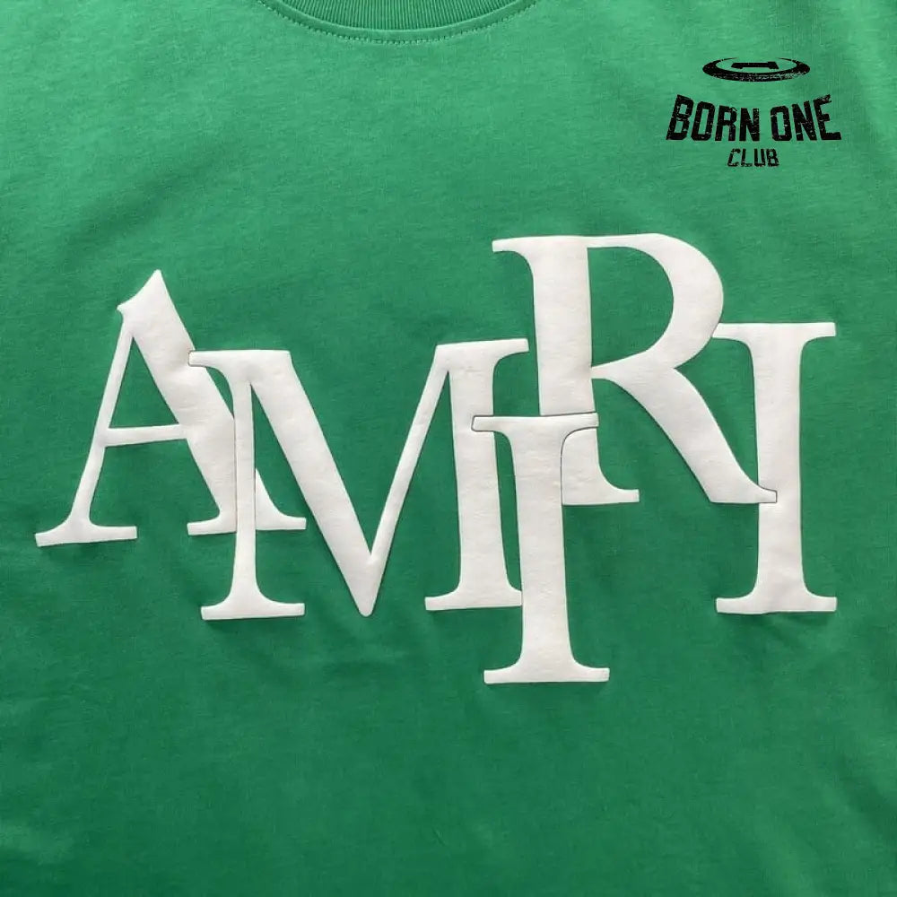 Camiseta Amiri Staggered Logo Verde
