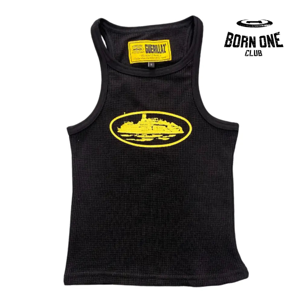 Camiseta Corteiz Feminina Guerillaz Tank Top P / Preto e Amarelo