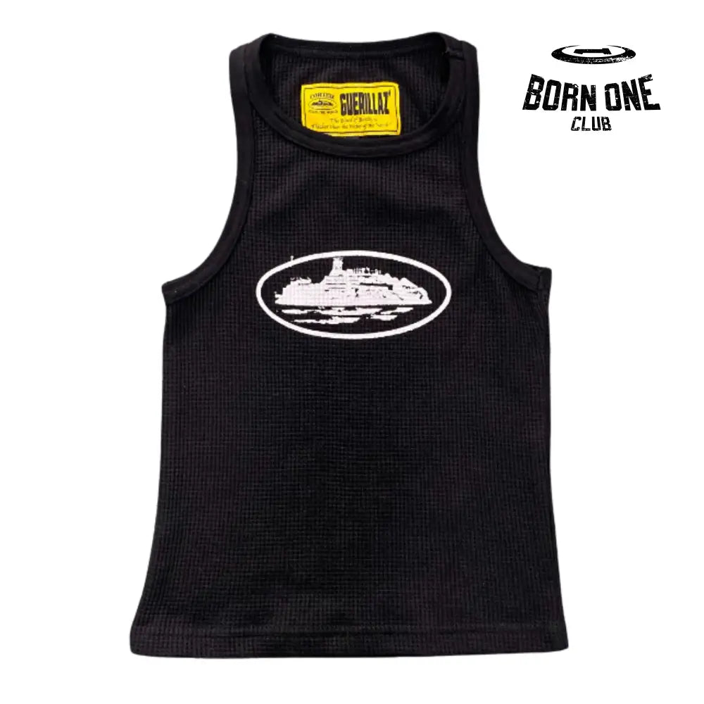 Camiseta Corteiz Feminina Guerillaz Tank Top P / Preto e Branco