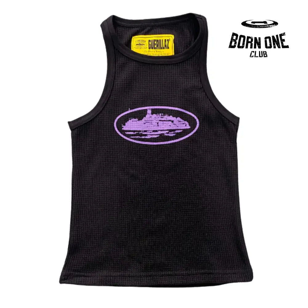 Camiseta Corteiz Feminina Guerillaz Tank Top P / Preto e Roxo