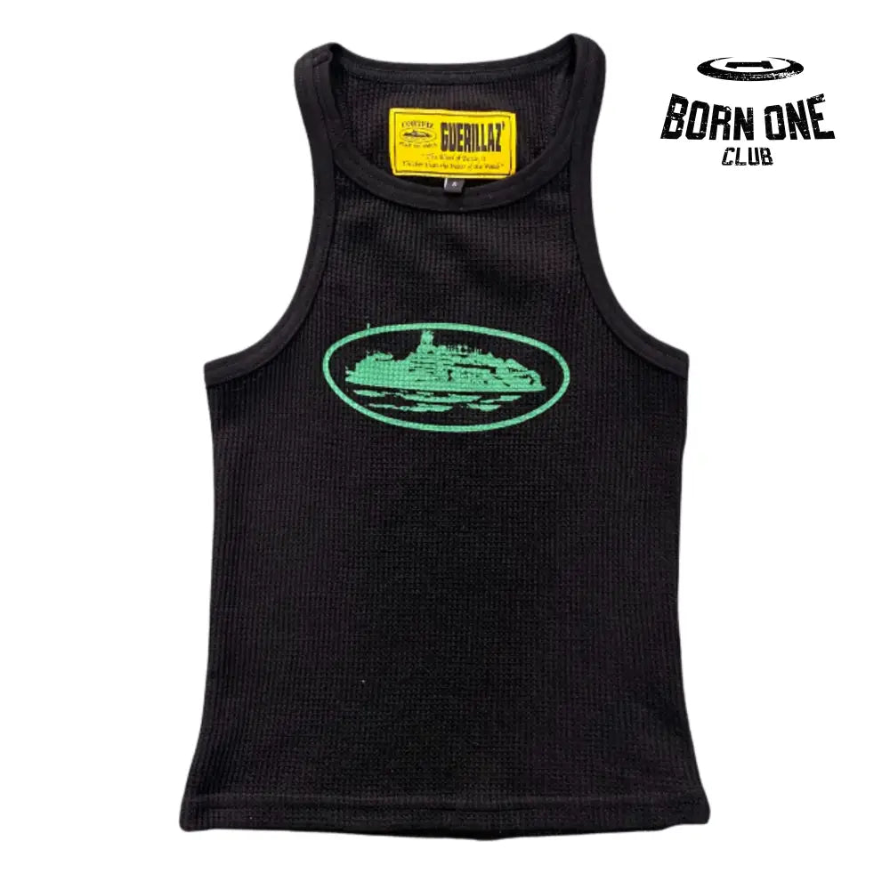 Camiseta Corteiz Feminina Guerillaz Tank Top P / Preto e Verde