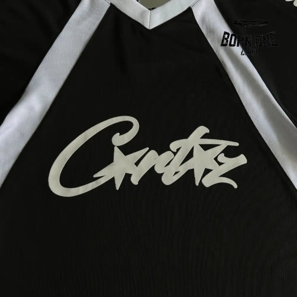 Camiseta Corteiz Panel Jersey Black White