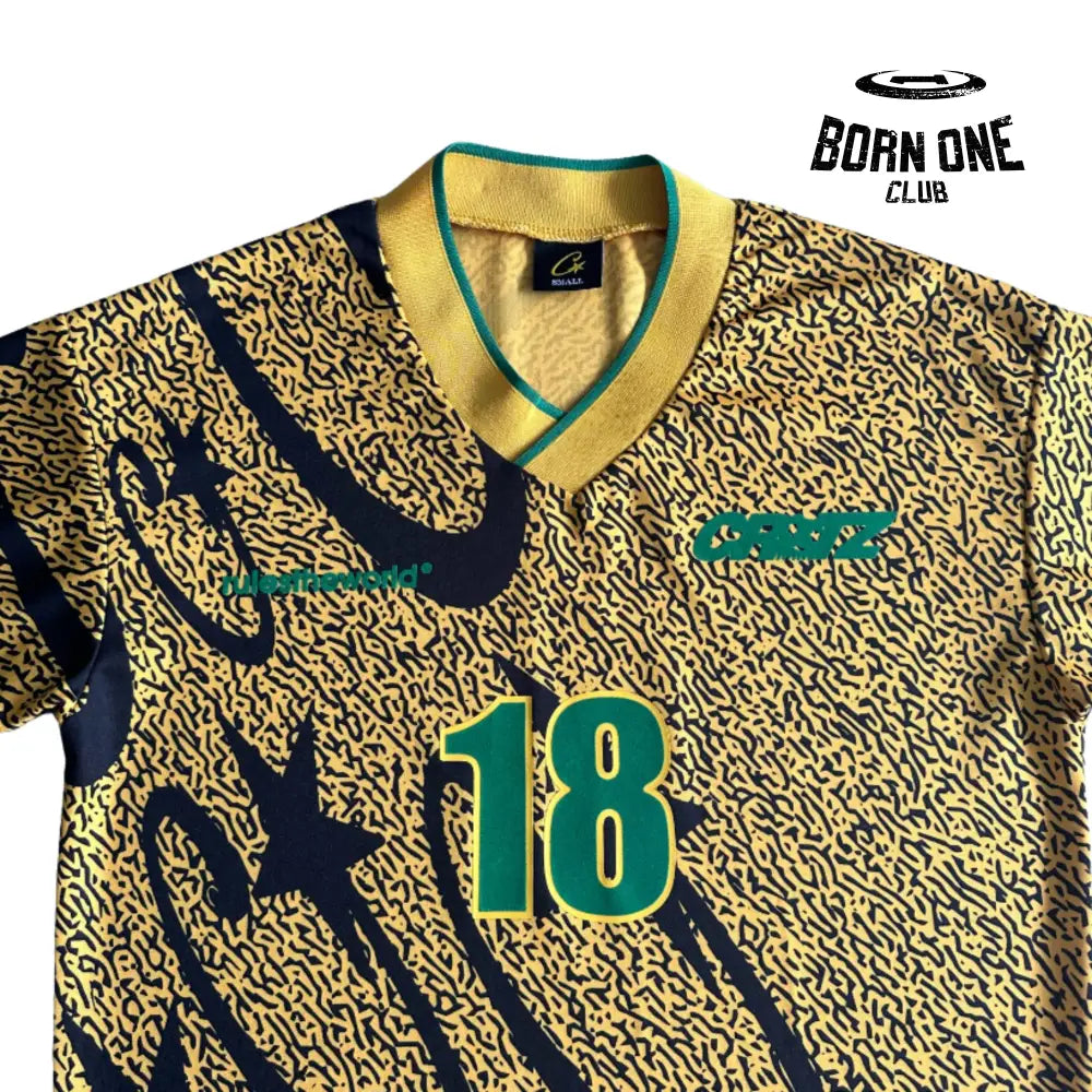 Camiseta Corteiz Yellow and Black All-Over Printed Football Uniform