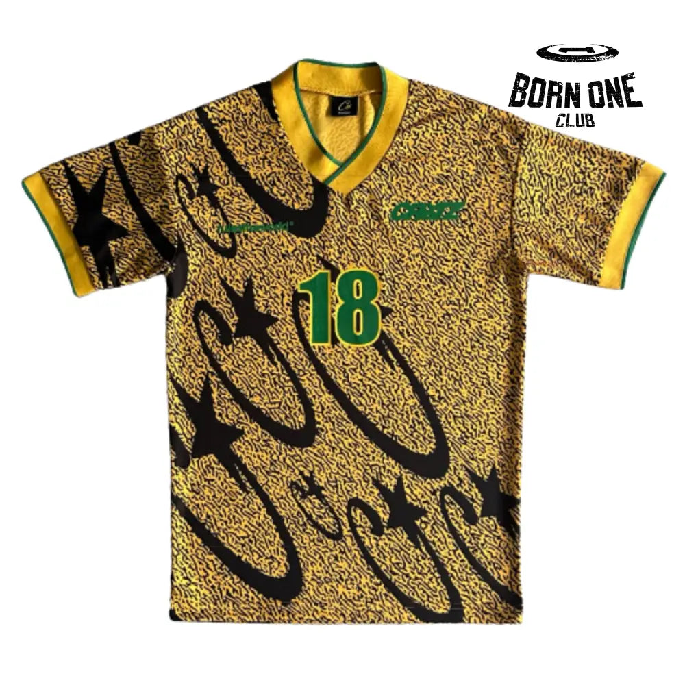 Camiseta Corteiz Yellow and Black All-Over Printed Football Uniform P