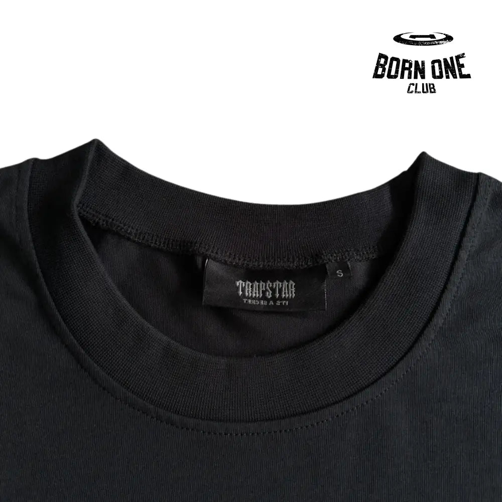Camiseta Hyperdrive Embroidered Tee-Black and Turquoise Trapstar