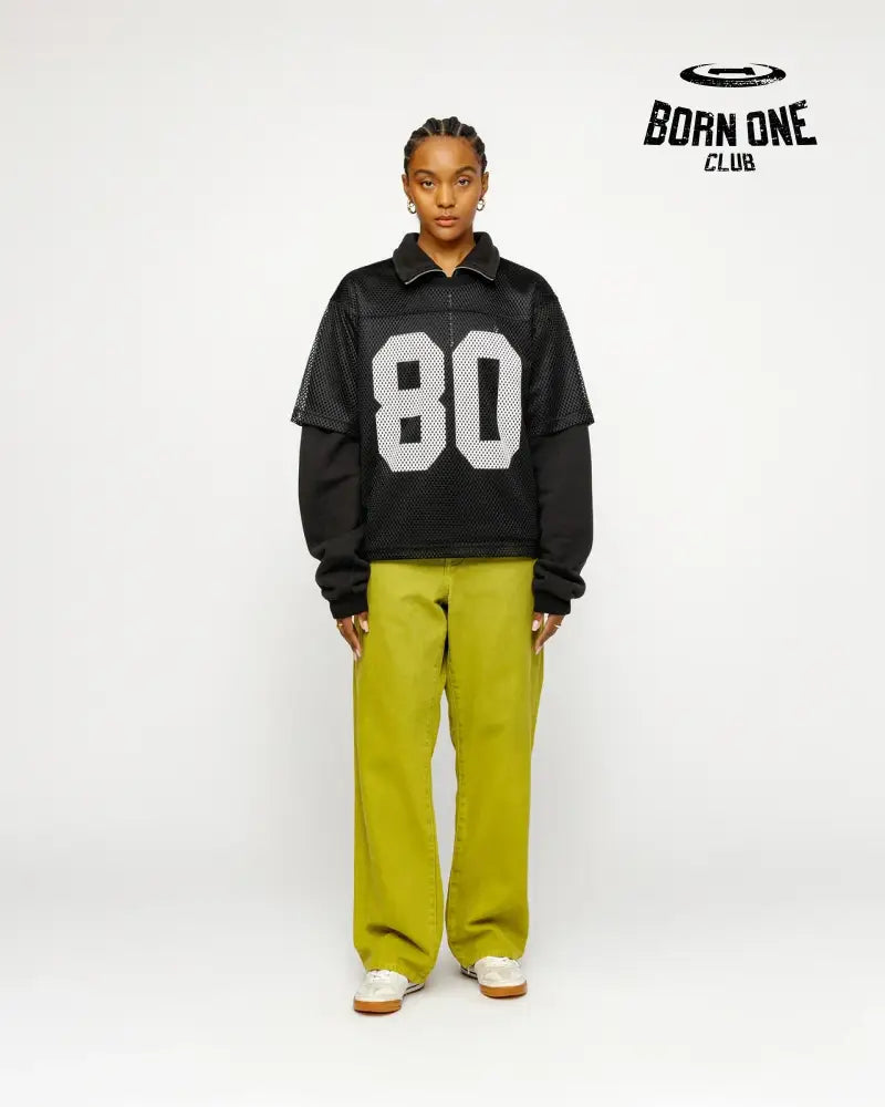 Camiseta Jersey Stussy Team 80 Boxy Fit Black
