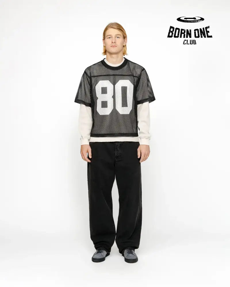 Camiseta Jersey Stussy Team 80 Boxy Fit Black