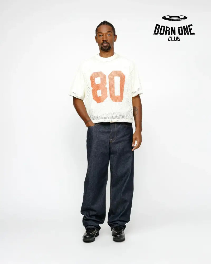 Camiseta Jersey Stussy Team 80 Boxy Fit Cream
