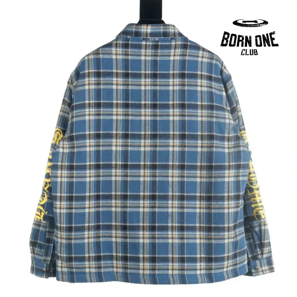 Chrome Heart Check Cotton Long Sleeve Shirt Blue Camiseta