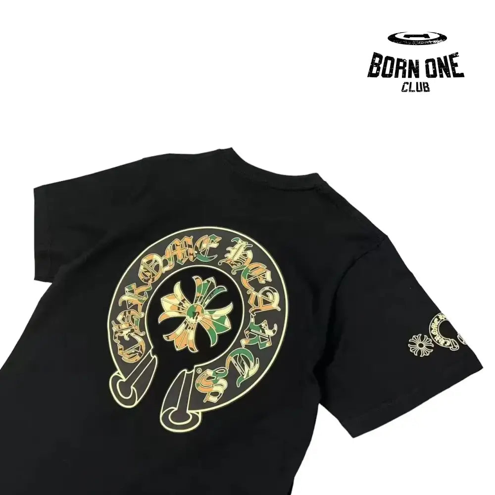 Chrome Heart Horse Shoe Logo Pocket T-Shirt in Camo Black Camiseta