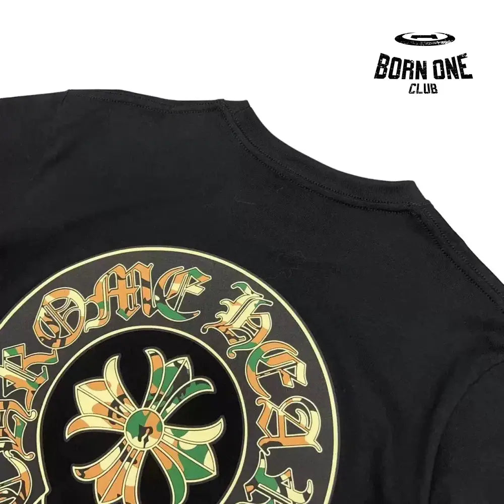 Chrome Heart Horse Shoe Logo Pocket T-Shirt in Camo Black Camiseta