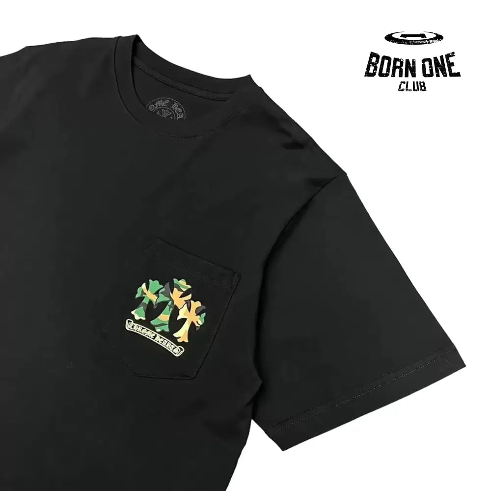 Chrome Heart Horse Shoe Logo Pocket T-Shirt in Camo Black Camiseta