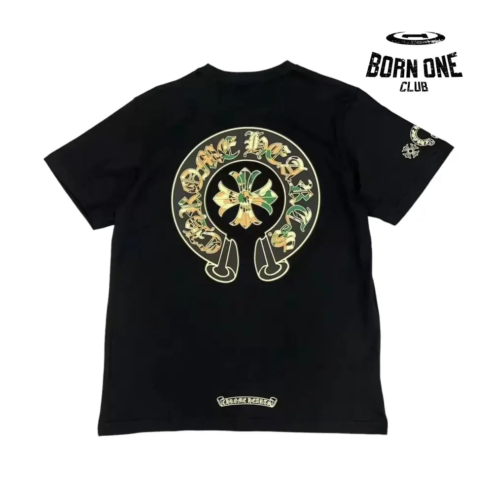 Chrome Heart Horse Shoe Logo Pocket T-Shirt in Camo Black Camiseta