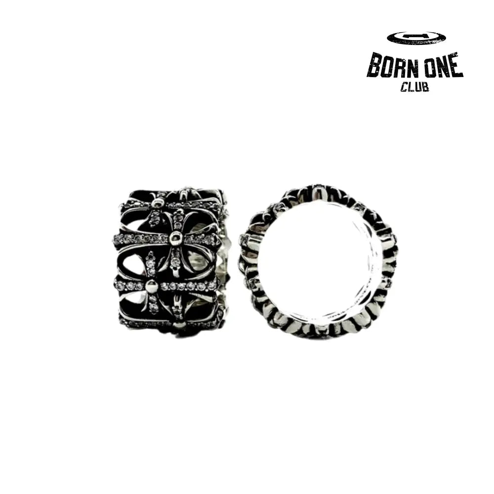 CHROME HEARTS Cemetery Ring Prata 925 & Zircônia Anel