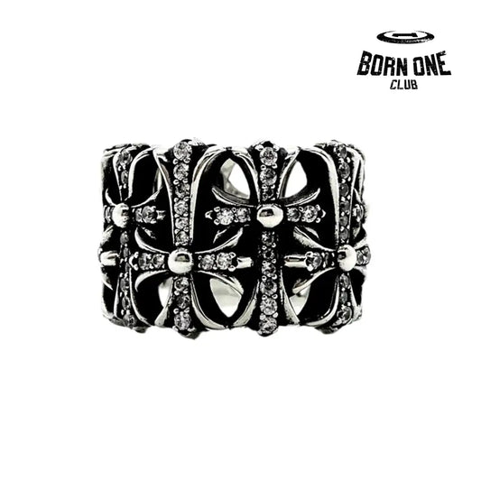 CHROME HEARTS Cemetery Ring Prata 925 & Zircônia Anel